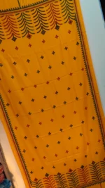 Gujarati Hand Work Kantha Stitch Woolen Shawl  (yellow colour) - Image 3