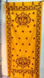 Bengali Hand Work Kantha Stitch Woolen Shawl Peacock Motif (yellow colour)