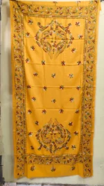 Kantha Woolen Shawl Peacock Motif For Women (yellow colour)