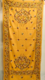 Kantha Woolen Shawl Peacock Motif For Women (yellow colour) - Image 4