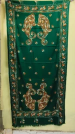 Kantha Stitch Woolen Shawl (Forest green ) - Image 4