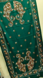 Kantha Stitch Woolen Shawl (Forest green ) - Image 2