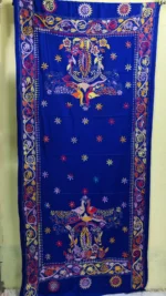 Bengali Hand Work Kantha Stitch Woolen Shawl Peacock Motif (Royal blue colour)