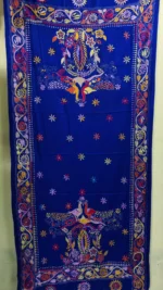 Bengali Hand Work Kantha Stitch Woolen Shawl Peacock Motif (Royal blue colour) - Image 5