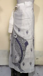 White Kantha Stitch Wrap Around Skirt Fish Motif Design