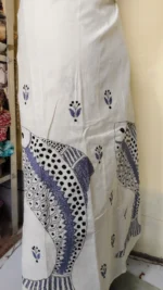 White Kantha Stitch Wrap Around Skirt Fish Motif Design - Image 4