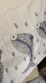 White Kantha Stitch Wrap Around Skirt Fish Motif Design - Image 2