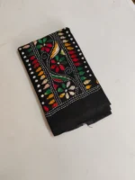 Kantha Stitch Blouse Piece - Multicolor Threadwork (Black) - Image 3