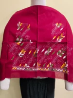 Maroon Cotton Kantha Stitch Blouse Material - Image 2