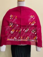 Maroon Cotton Kantha Stitch Blouse Material