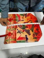 Handicraft Pure Leather traditional printed Hand Bag - Image 4