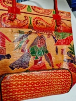 Handicraft Pure Leather traditional printed Hand Bag - Image 6