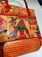 Handicraft Pure Leather traditional printed Hand Bag - Image 2