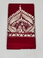 Maroon Cotton Kantha Stitch Blouse Piece - Image 4