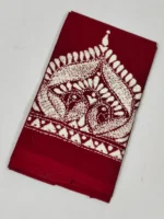 Maroon Cotton Kantha Stitch Blouse Piece - Image 2