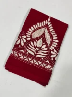 Maroon Cotton Kantha Stitch Blouse Piece - Image 2
