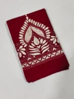 Maroon Cotton Kantha Stitch Blouse Piece - Image 3