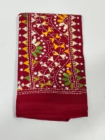 Maroon Cotton Kantha Stitch Blouse Piece - Image 4