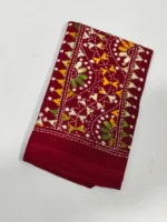 Maroon Cotton Kantha Stitch Blouse Piece - Image 2