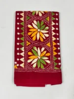 Cotton Kantha Stitch Blouse Piece Maroon - Multicolor thread work - Image 4
