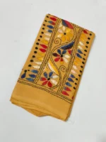 Beige colour Cotton Kantha Stitch Blouse Material - Image 2