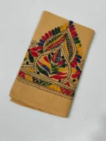Mustard yellow Cotton Kantha Stitch Blouse Piece - Image 2