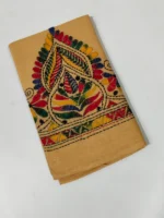 Mustard yellow Cotton Kantha Stitch Blouse Piece - Image 4