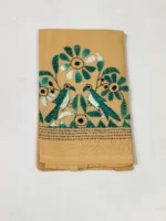 Cotton Kantha Work Blouse Material - Flower and bird motif design - Image 4