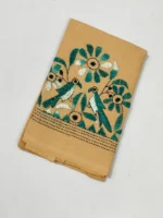 Cotton Kantha Work Blouse Material - Flower and bird motif design - Image 2