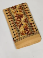 Cotton Hand Work Blouse Material - (Beige) - Image 3