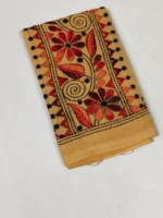 Cotton Hand Work Blouse Piece (Beige) - Image 3