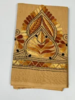 Cotton Hand Work Blouse Piece - Leaf design (Beige ) - Image 4