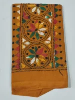 Mustard Yellow Kantha Stitch Blouse Material - Image 4