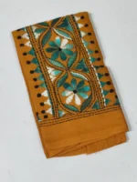 Kantha Stitch Blouse Piece - Mustard Yellow - Image 3