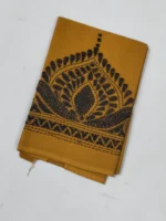 Mustard Yellow Kantha Stitch Blouse Piece - Image 2