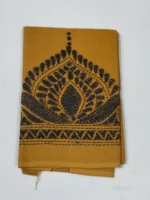 Mustard Yellow Kantha Stitch Blouse Piece