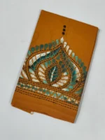 Kantha Stitch Blouse Piece - Mustard Yellow - Image 2