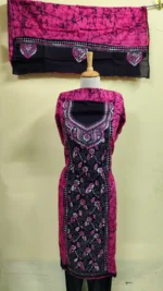 Kantha Stitch Batik Salwar Suit (Hot Pink) - Image 2
