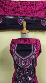 Kantha Stitch Batik Salwar Suit (Hot Pink) - Image 4