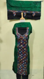 Kantha Stitch Hand Batik Salwar Suit for Women (Green) - Image 5