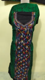 Kantha Stitch Hand Batik Salwar Suit for Women (Green) - Image 3
