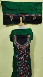 Kantha Stitch Hand Batik Salwar Suit for Women (Green) - Image 4