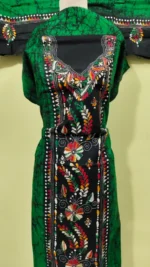 Kantha Stitch Hand Batik Salwar Suit Set (Green) - Image 2