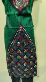 Kantha Stitch Hand Batik Salwar Suit (Green) - Image 2