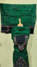 Kantha Stitch Hand Batik Salwar Suit (Green) - Image 3
