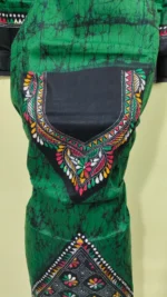 Kantha Stitch Hand Batik Salwar Suit (Green) - Image 4