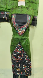 Kantha Stitch Hand Batik Salwar Suit (Green)