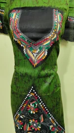 Kantha Stitch Hand Batik Salwar Suit (Green) - Image 2