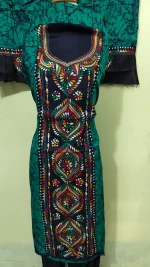 Kantha Stitch Hand Batik Salwar Suit (Green colour ) - Image 3