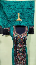Kantha Stitch Hand Batik Salwar Suit (Green colour ) - Image 4